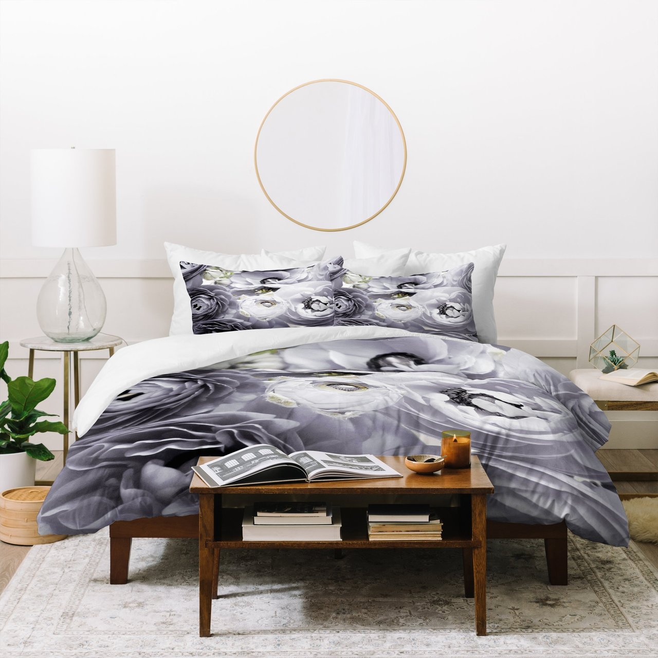 Lisa Argyropoulos Bloom Sweetly Whispered Gray Duvet Cover