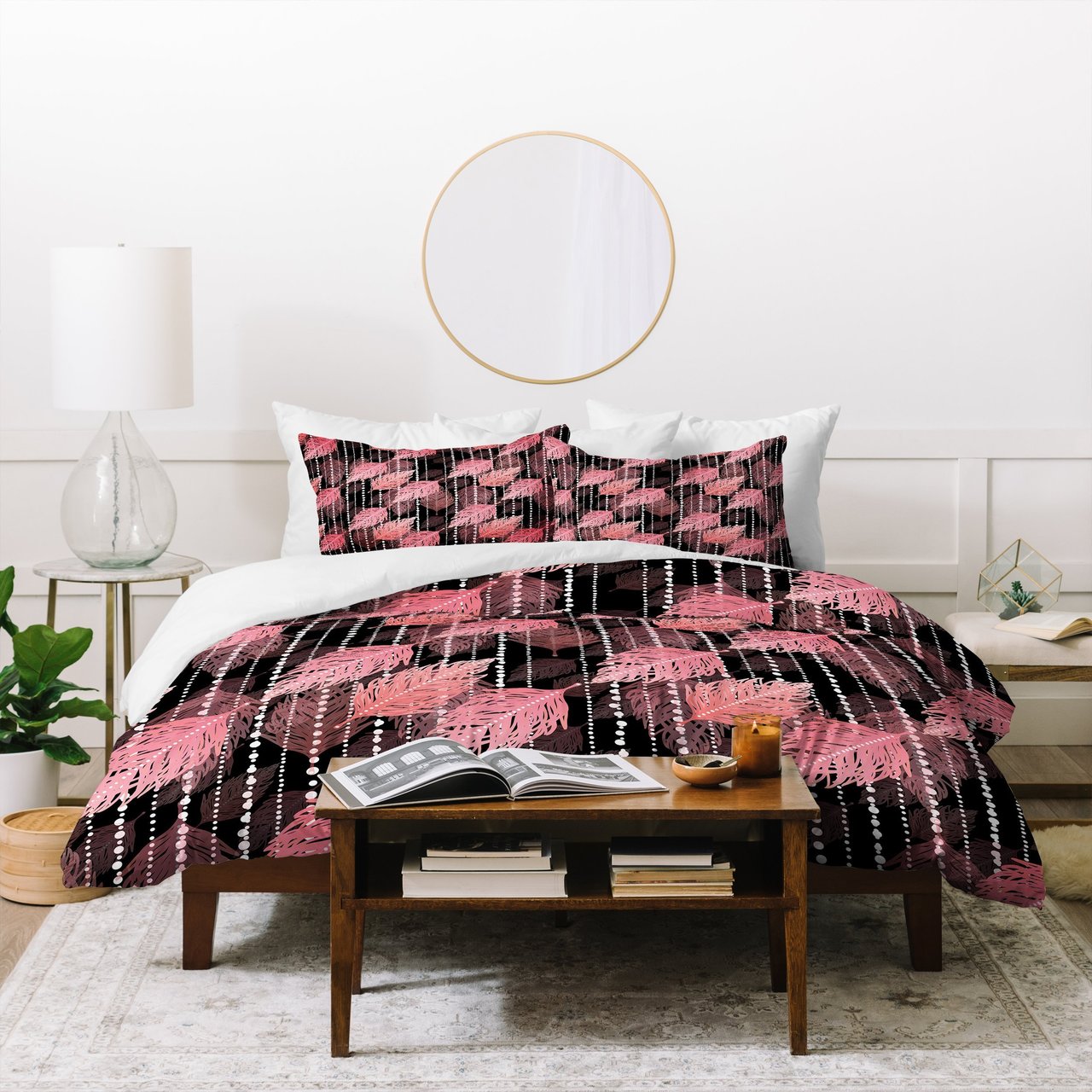 Lisa Argyropoulos Boho Blush and Beads Noir Duvet Cover