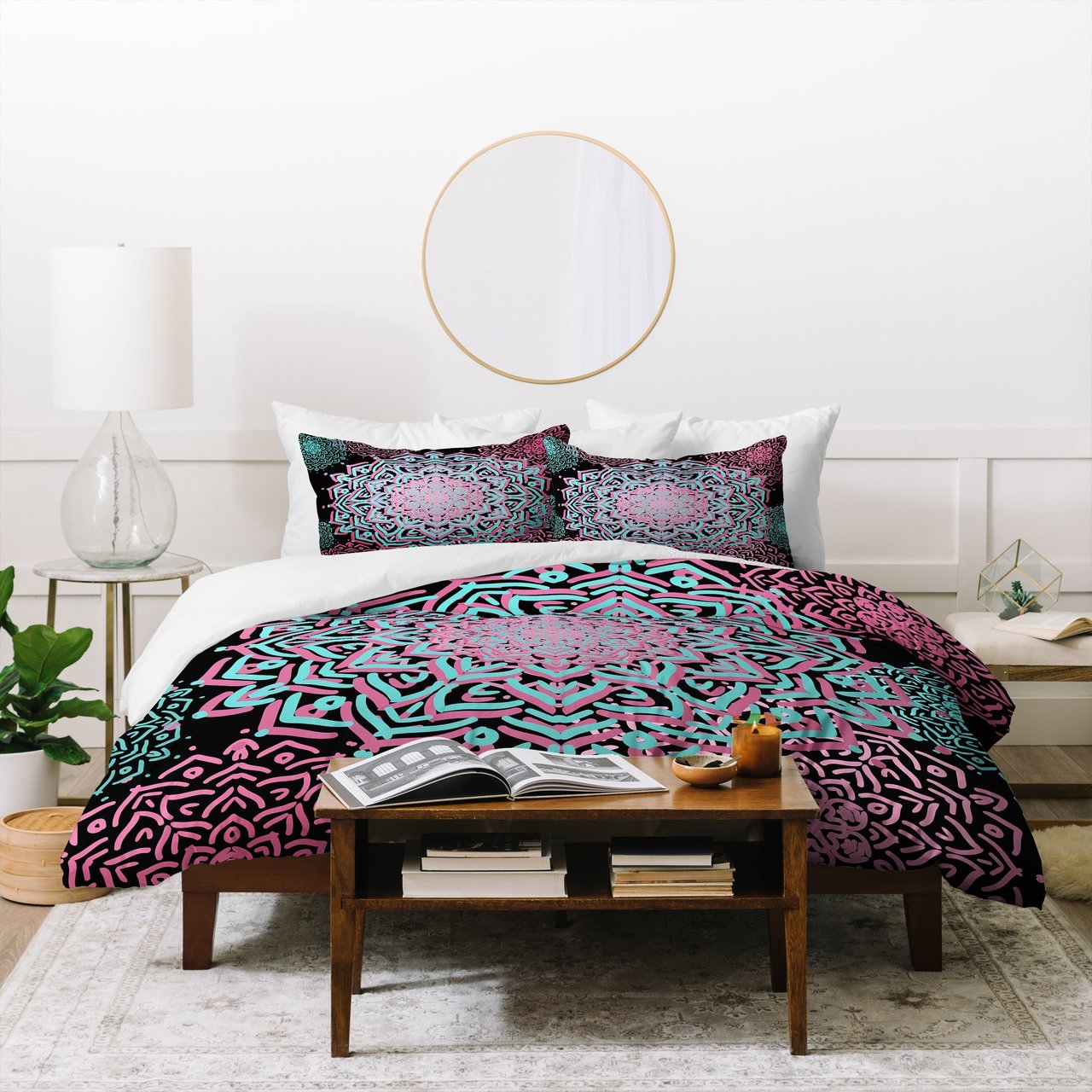 Lisa Argyropoulos Boho Medallions Aqua Rose Duvet Cover