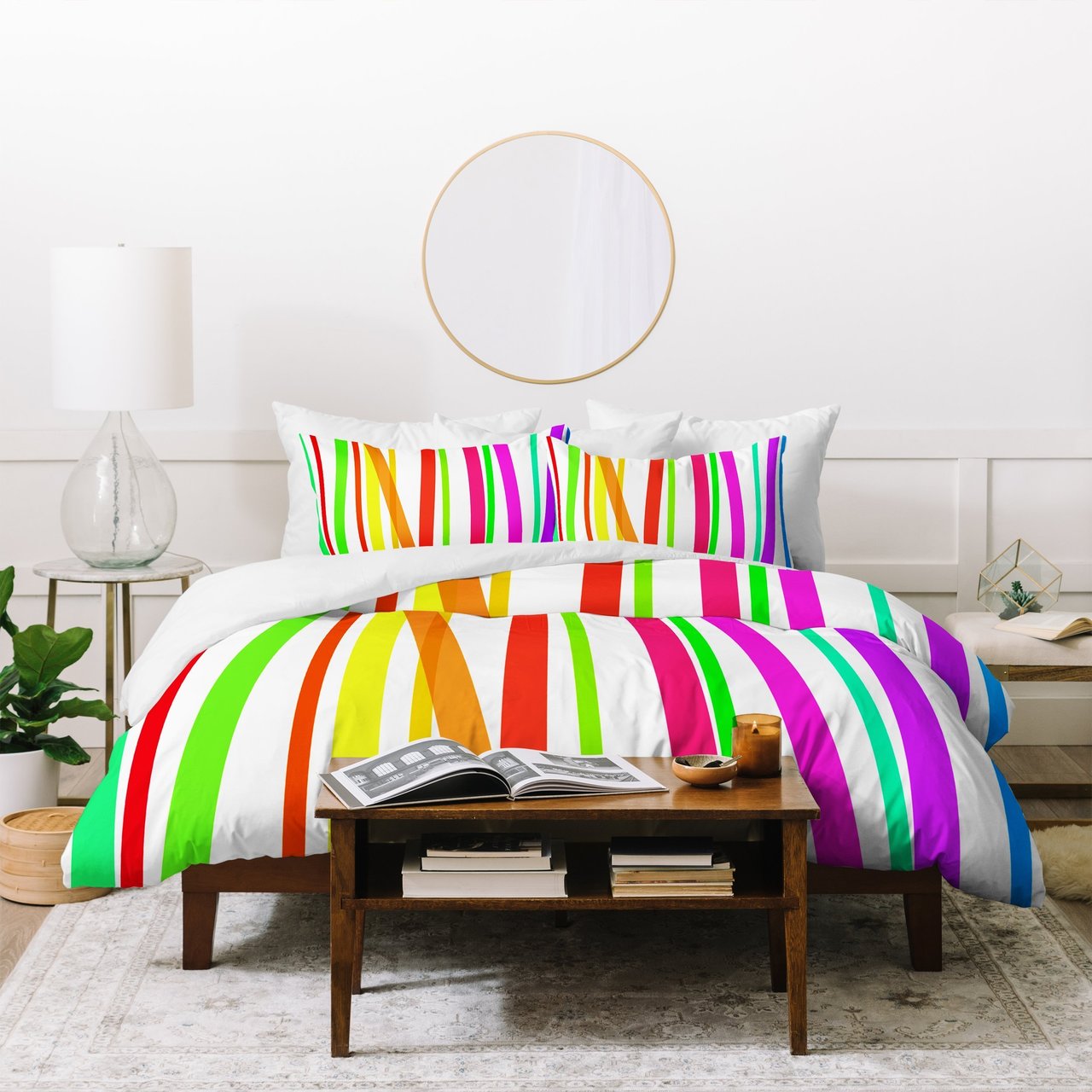 Lisa Argyropoulos Bold Rainbow Stripes Duvet Cover