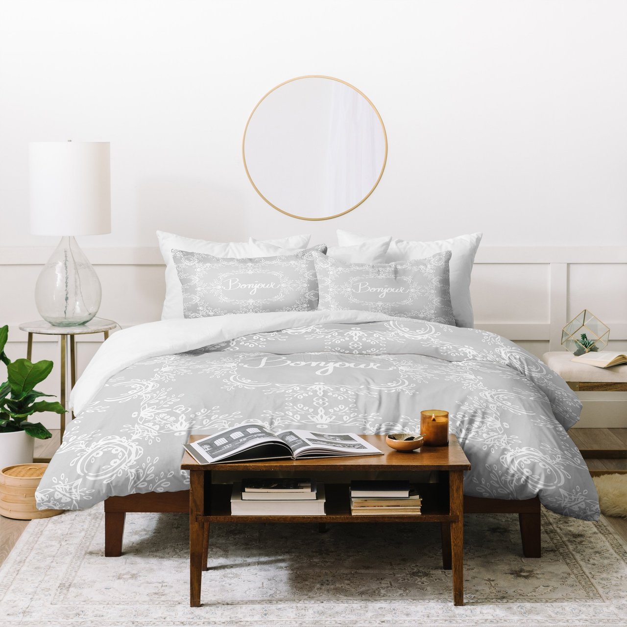 Lisa Argyropoulos Bonjour Gray Mist Duvet Cover