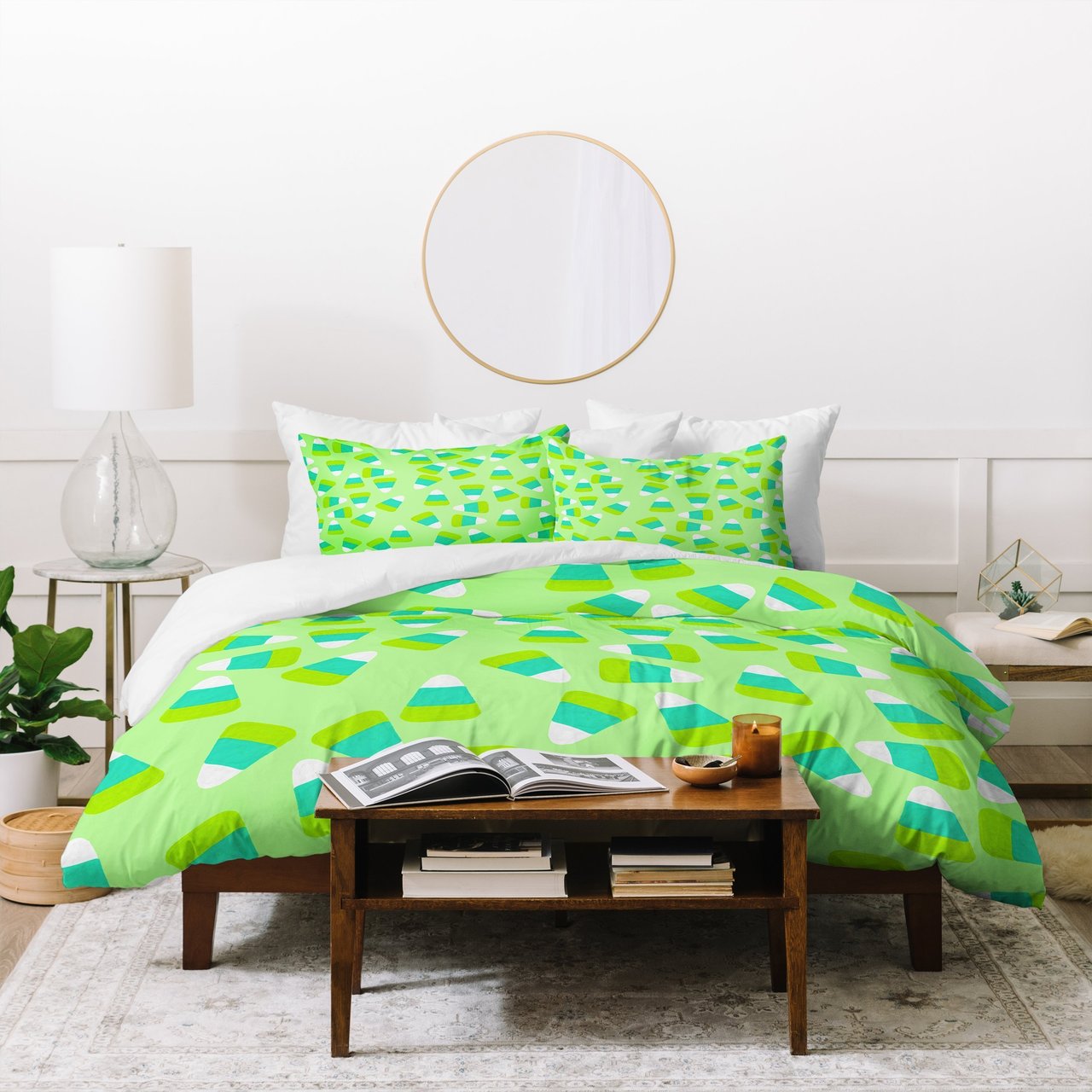 Lisa Argyropoulos Candy Corn Jumble Fang Green Duvet Cover