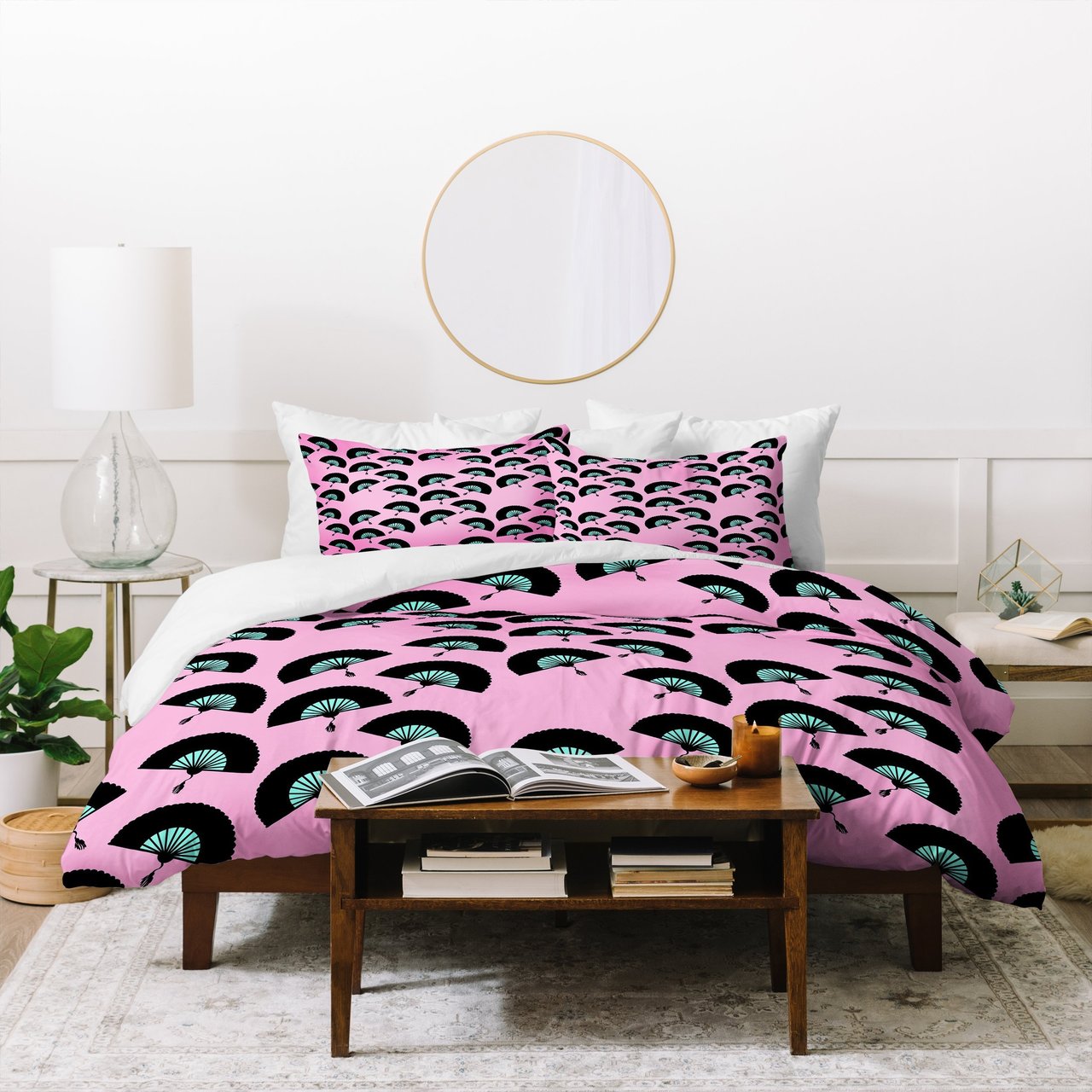 Lisa Argyropoulos Fans Pink Mint Duvet Cover