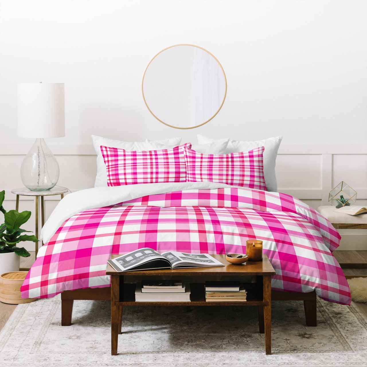 Lisa Argyropoulos Glamour Pink Plaid Duvet Cover