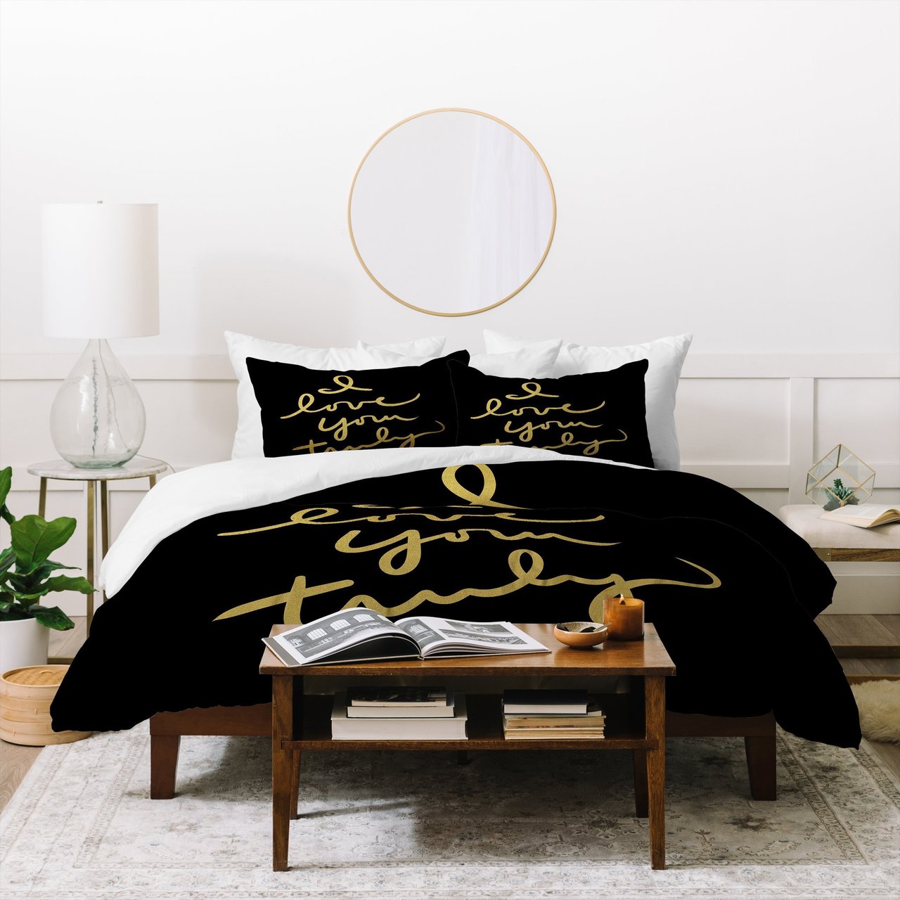 Lisa Argyropoulos I Love You Truly in Black Duvet Cover