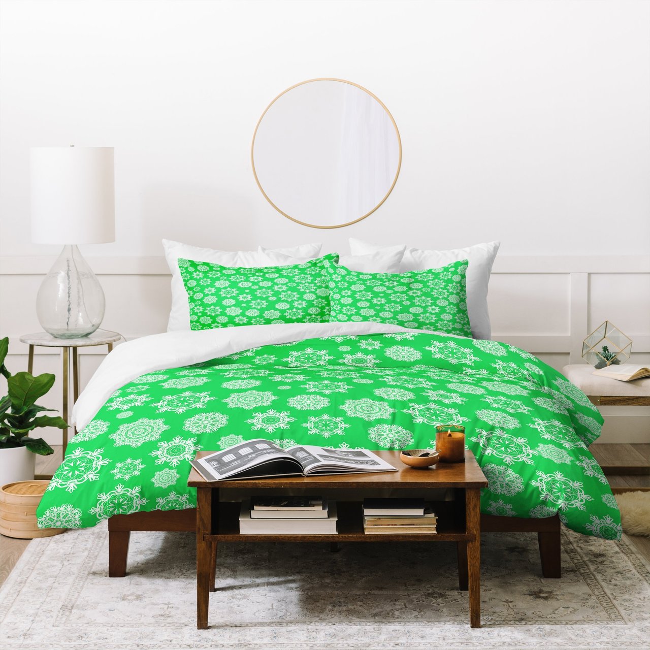 Lisa Argyropoulos Mini Flurries on Jolly Green Duvet Cover