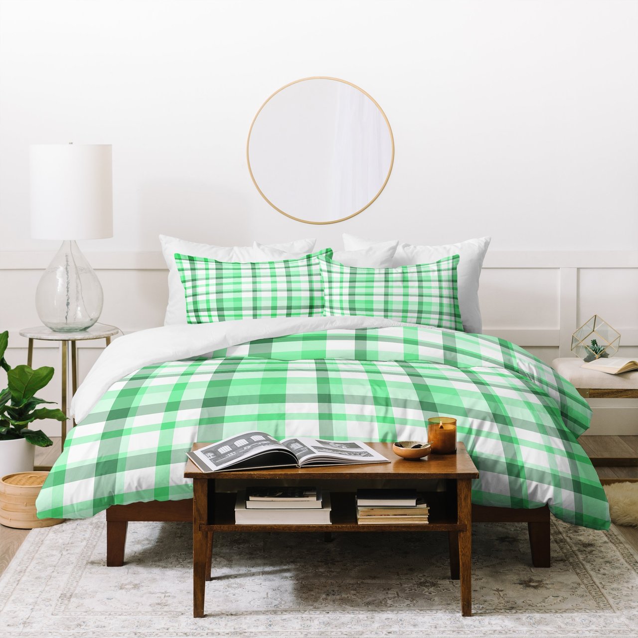 Lisa Argyropoulos Mint Plaid Duvet Cover
