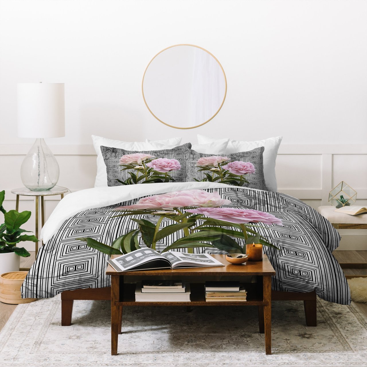 Lisa Argyropoulos Modern Grecco Peonies Duvet Cover