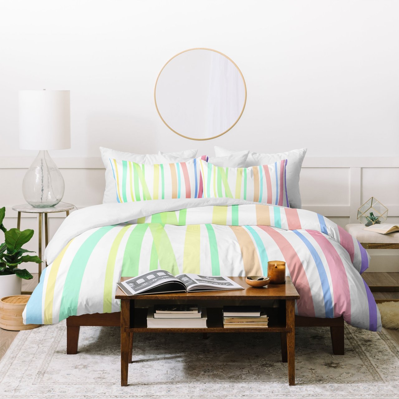 Lisa Argyropoulos Pastel Rainbow Stripes Duvet Cover