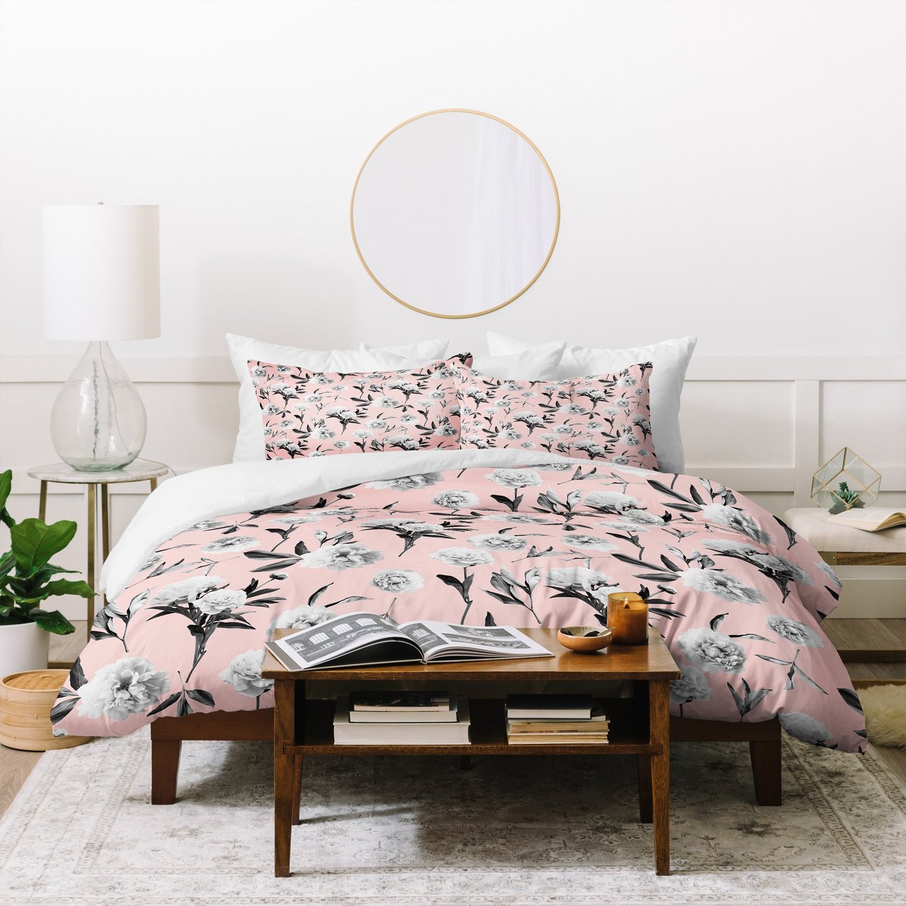 Lisa Argyropoulos Peonies Mono Blush Duvet Cover