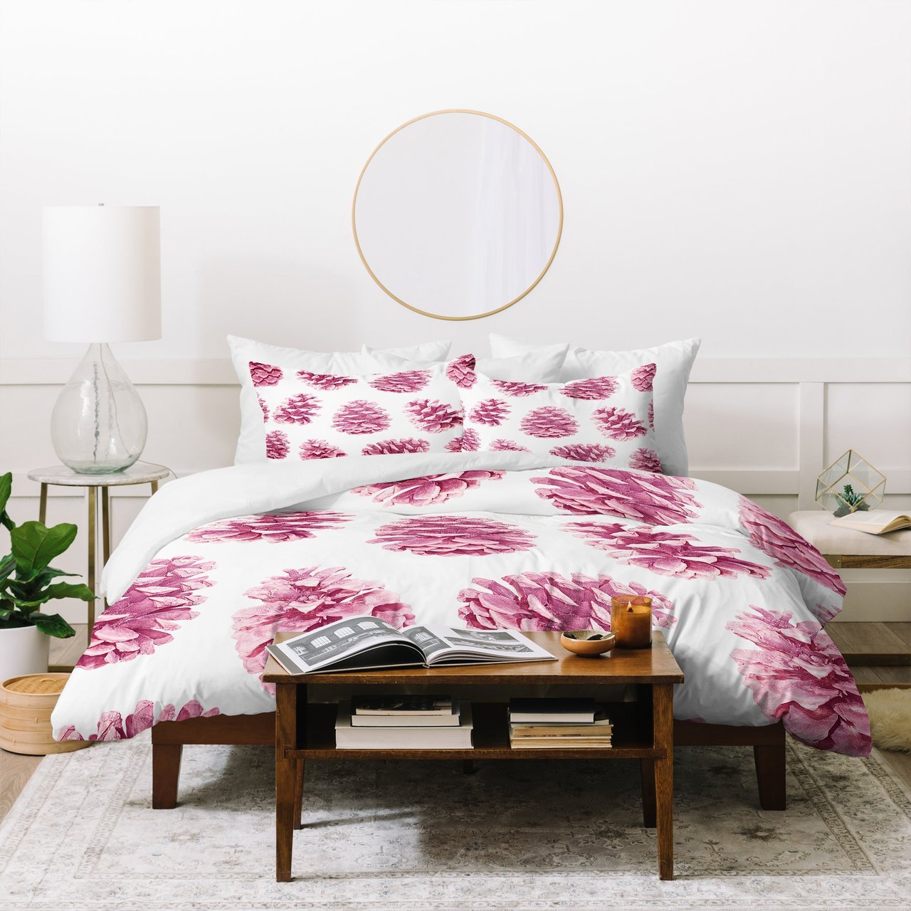 Lisa Argyropoulos Pink Pine Cones Duvet Cover