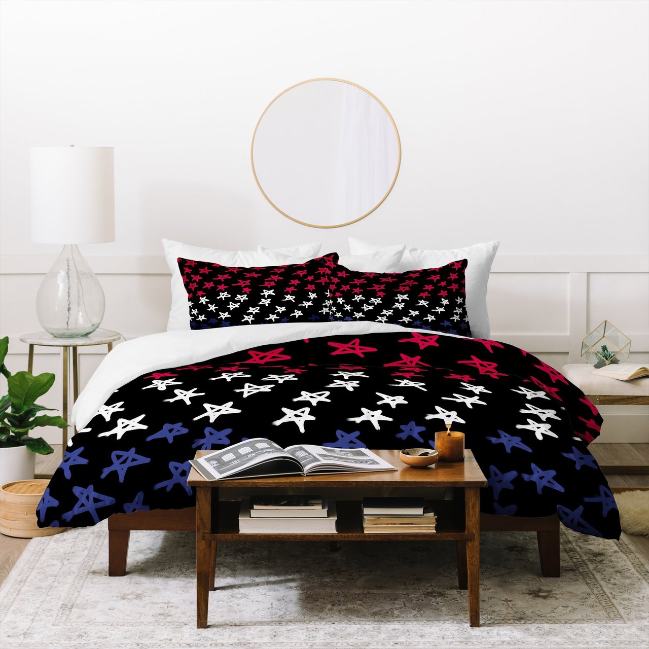 Lisa Argyropoulos Red White And Blue Stars Night Duvet Cover