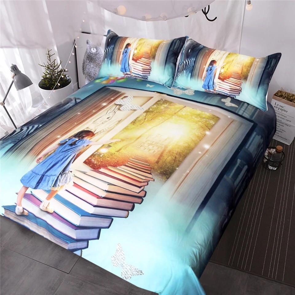 Little Girl Climbing Books 3D Customized Duvet Cover Bedding Sets