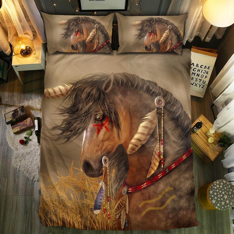 Lonely Indian Horse3D Customized Duvet Cover Bedding Sets