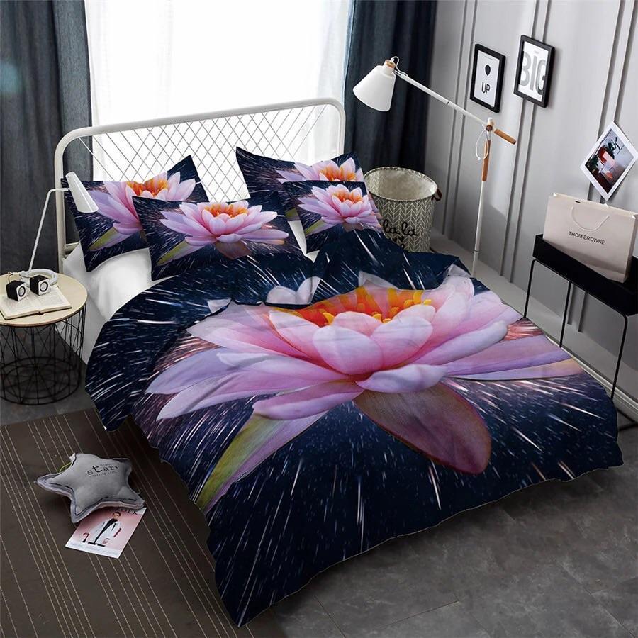 Lotus Flower 3D Customized Duvet Cover Bedding Sets