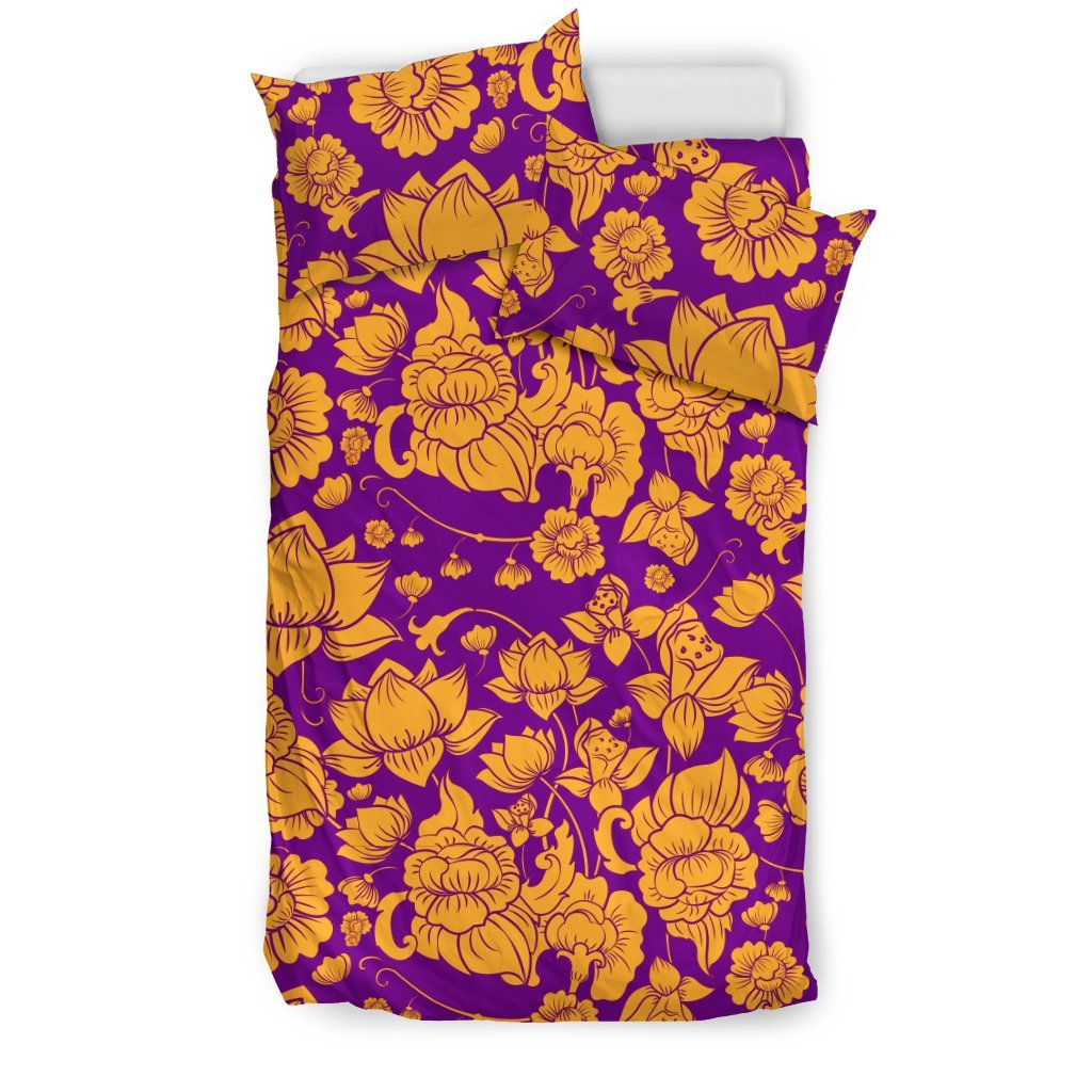 Lotus Orange Purple Abstract 3D Customized Duvet Cover Bedding Sets