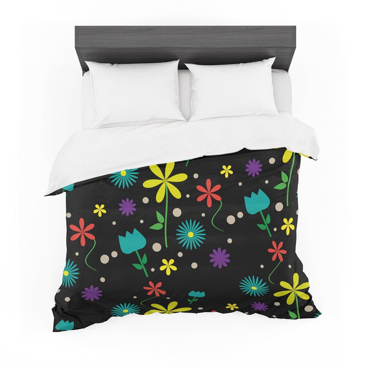 Louise ‘Flower I’ Black Multicolor Featherweight3D Customized Duvet Cover Bedding Sets