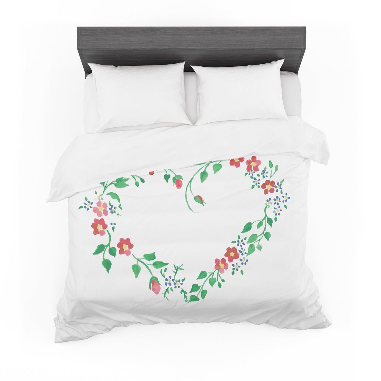 Louise ‘Heart’ Green Pink Featherweight3D Customized Duvet Cover Bedding Sets