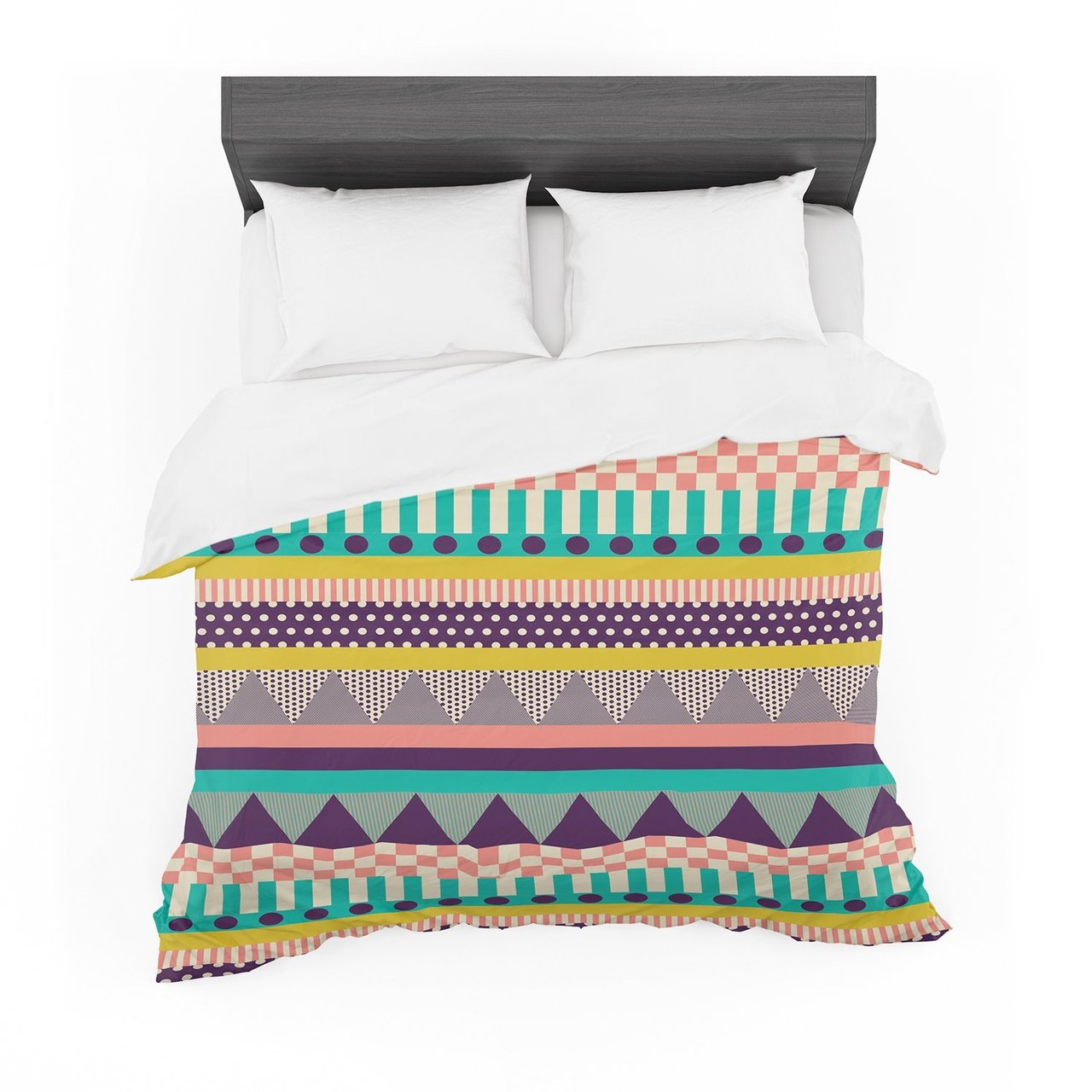 Louise Machado ‘Decorativetripes’ Teal Pink Cotton3D Customized Duvet Cover Bedding Sets