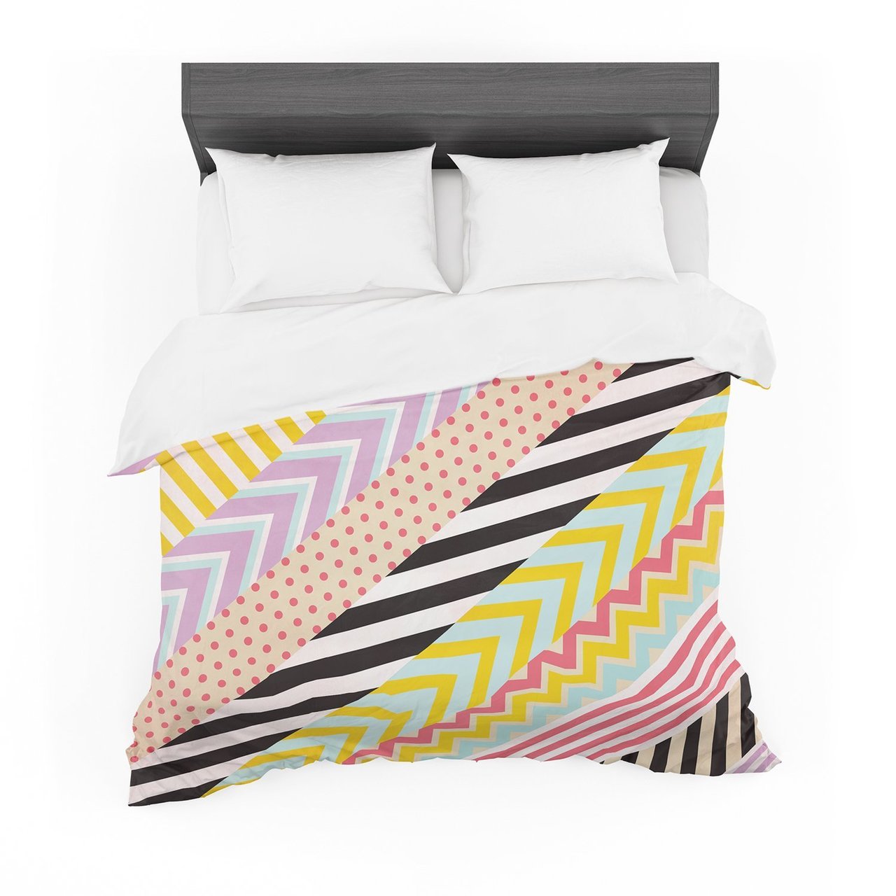 Louise Machado ‘Diagonal Tape’ Multicolor, Geometric Featherweight3D Customized Duvet Cover Bedding Sets