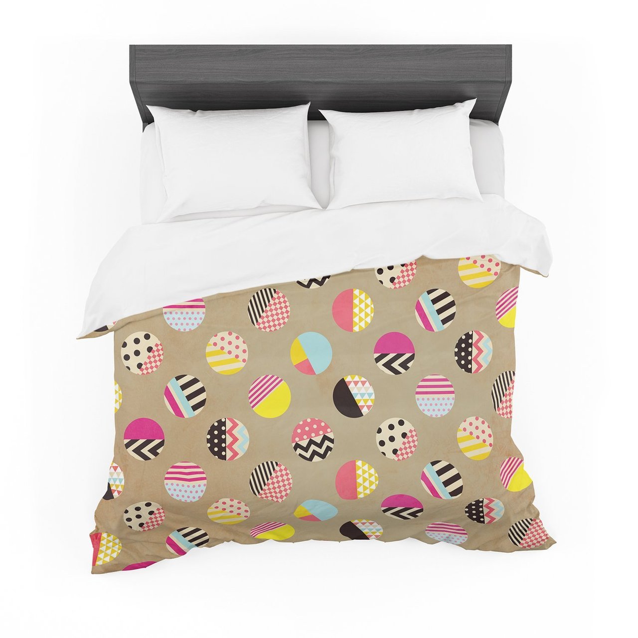 Louise Machado ‘Fun Circle’ Brown Geometric Featherweight3D Customized Duvet Cover Bedding Sets