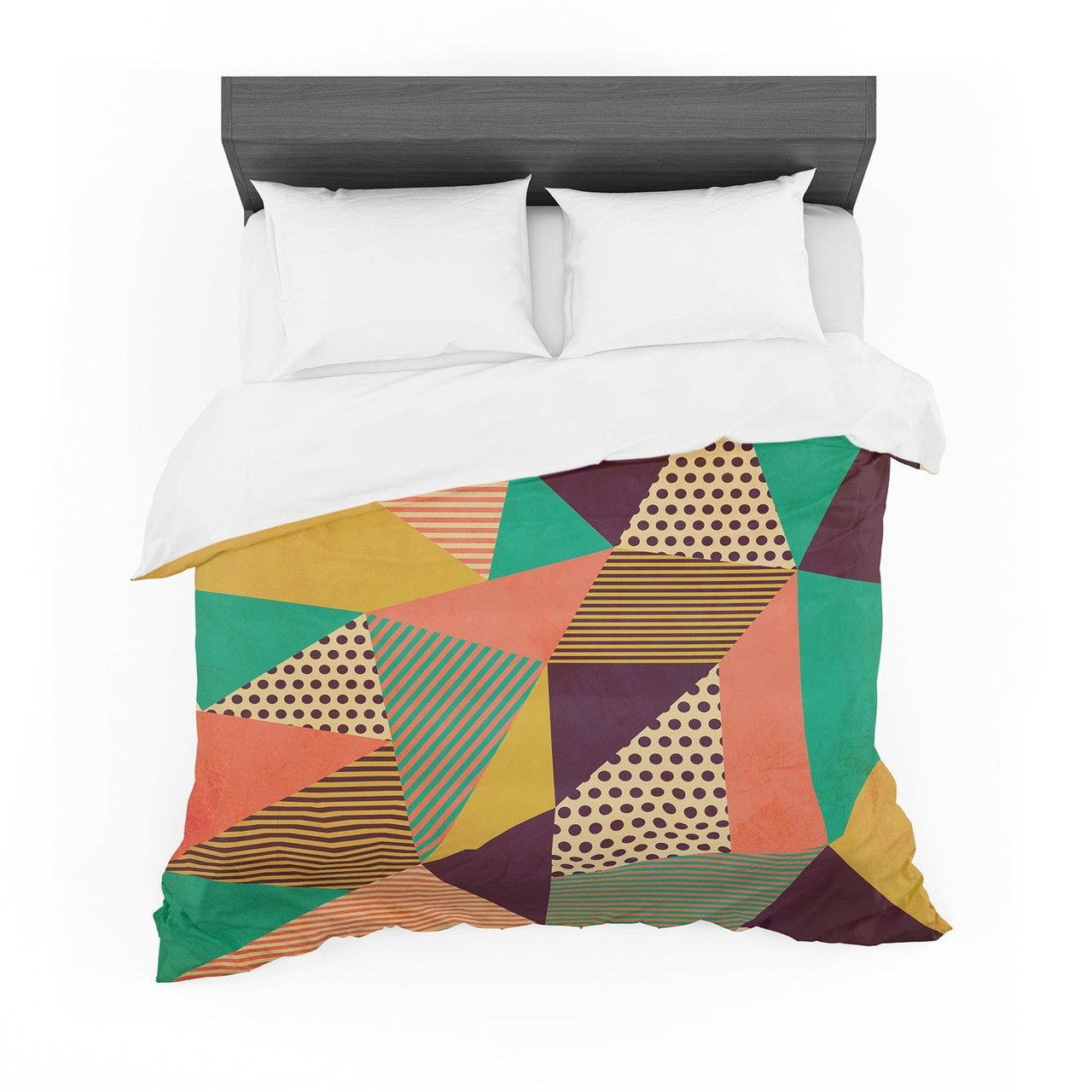 Louise Machado ‘Geometric Love II’ Orange Green Cotton3D Customized Duvet Cover Bedding Sets