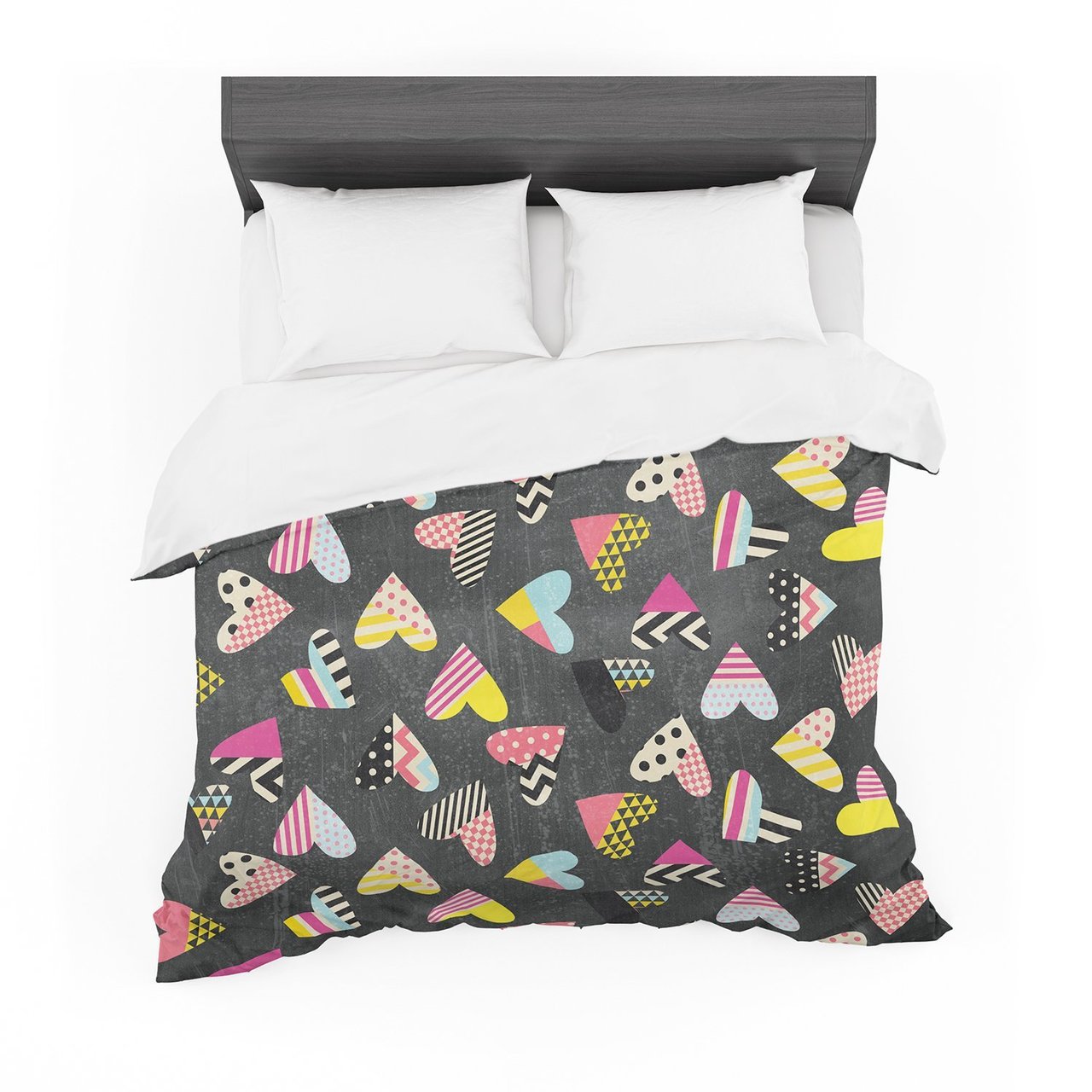 Louise Machado ‘Pieces of Heart’ Pink Yellow Featherweight3D Customized Duvet Cover Bedding Sets