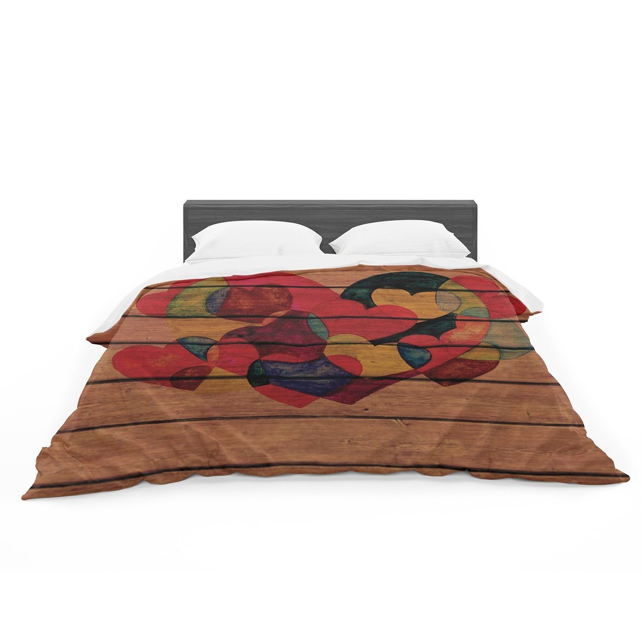 Louise Machado ‘Wooden Heart’ Cotton3D Customized Duvet Cover Bedding Sets