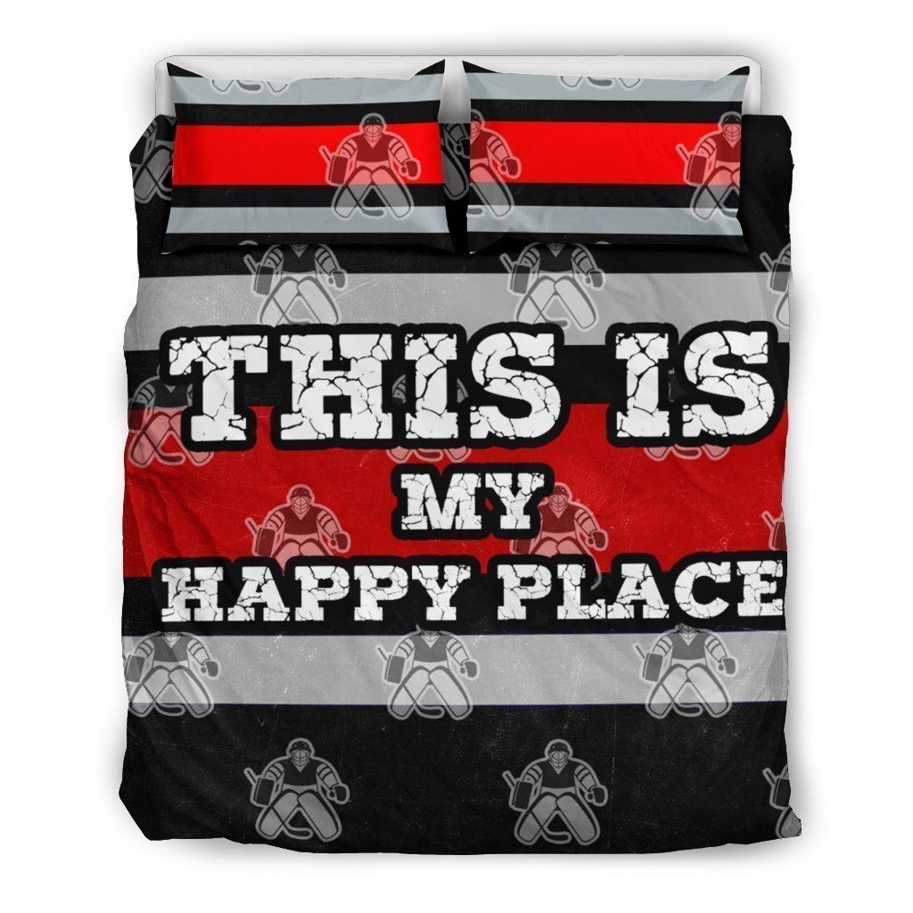 Love Hockey This Is My Happy Place Bedding Set
