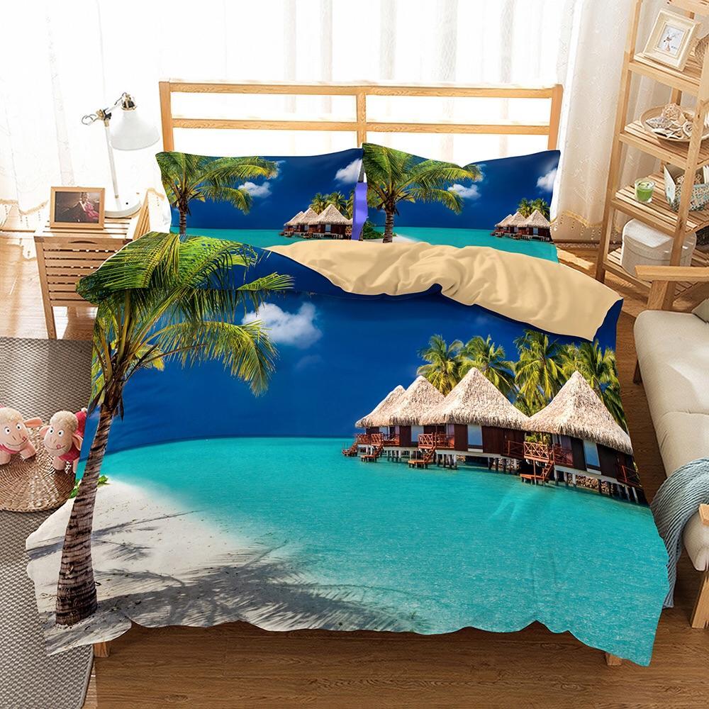 Maldives Beach Resort 3D Customized Duvet Cover Bedding Sets