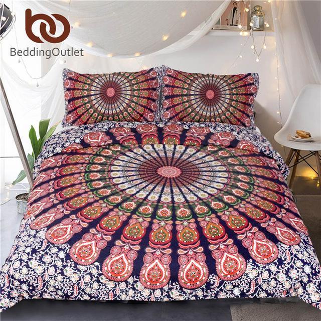Mandala Floral Duvet Cover Set With Pillowcase 3 Pcs