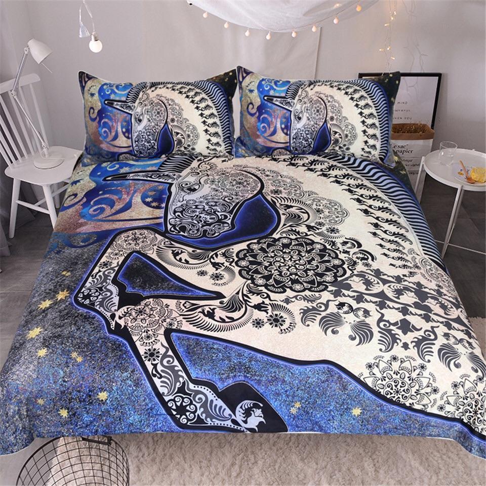Mandala Flowers Unicorn 3D Customized Duvet Cover Bedding Sets