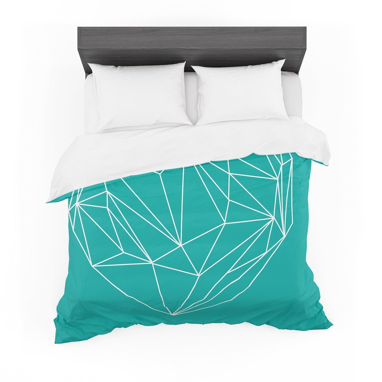 Mareike Boehmer ‘Heart Graphic Turquoise’ Teal Abstract Cotton3D Customized Duvet Cover Bedding Sets