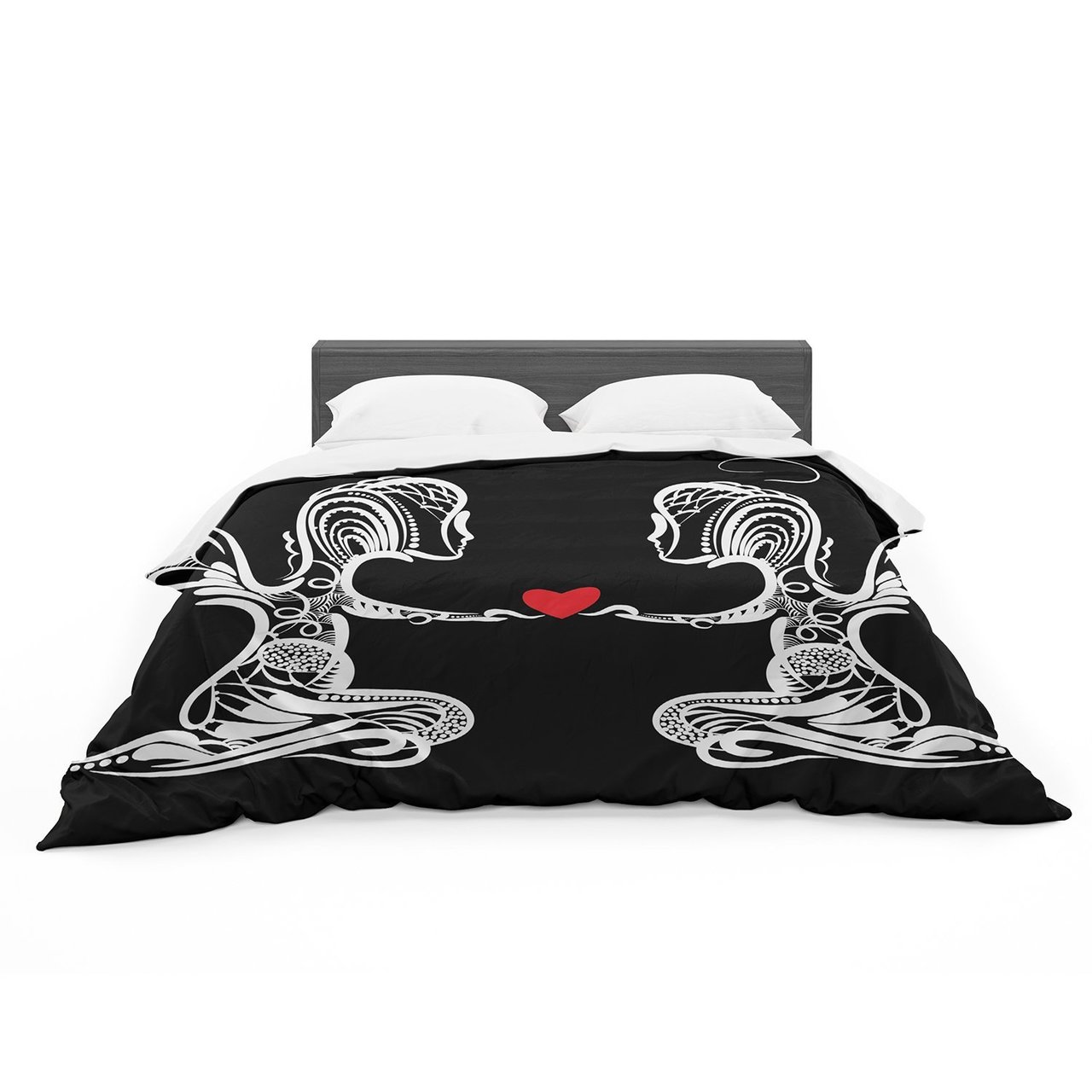 Maria Bazarova ‘Angel’ Black Abstract Featherweight3D Customized Duvet Cover Bedding Sets