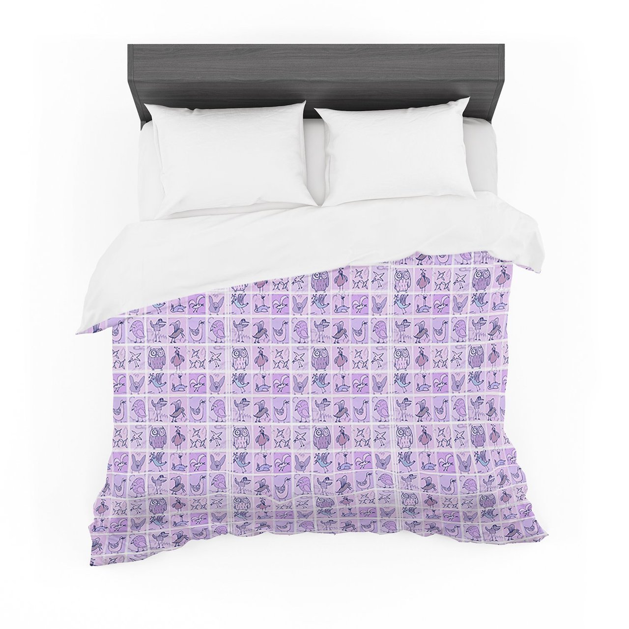 Marianna Tankelevich ‘Cute Birds Purple’ Pink Lavender Featherweight3D Customized Duvet Cover Bedding Sets