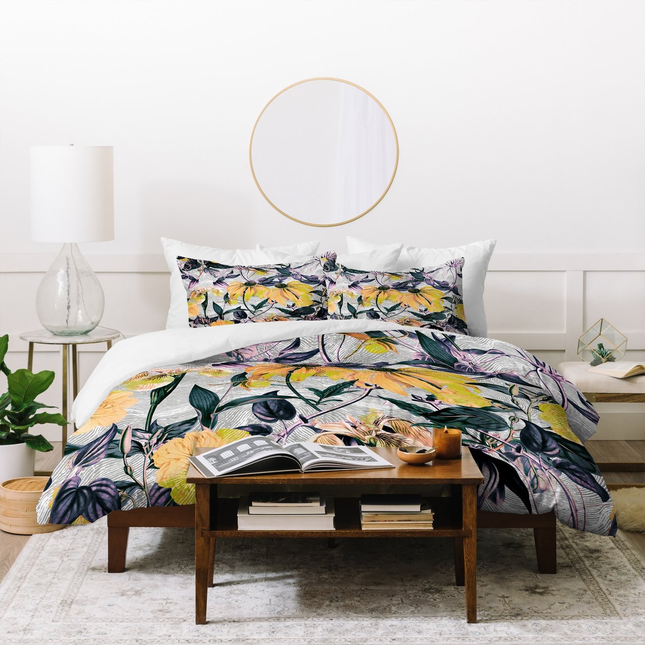 Marta Barragan Camarasa Abstract pattern of yellow blooms Duvet Cover