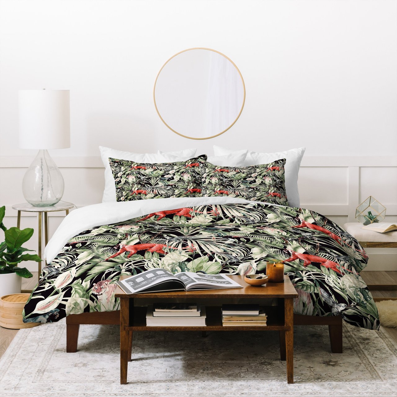 Marta Barragan Camarasa Animals in the dark of the jungle Duvet Cover