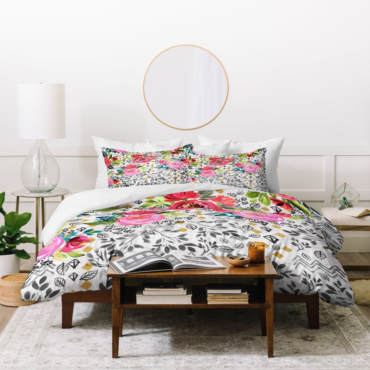 Marta Barragan Camarasa Flowered nature with geometric Duvet Cover