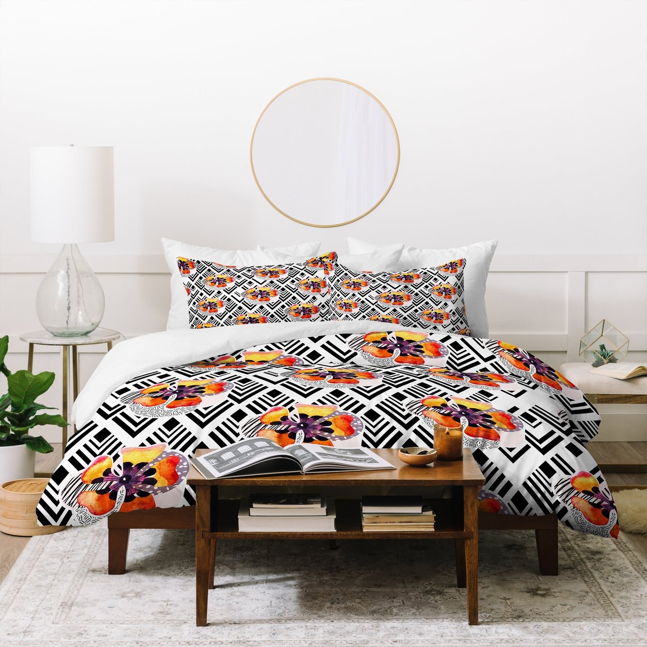 Marta Barragan Camarasa Flowers and rhombuses pattern Duvet Cover