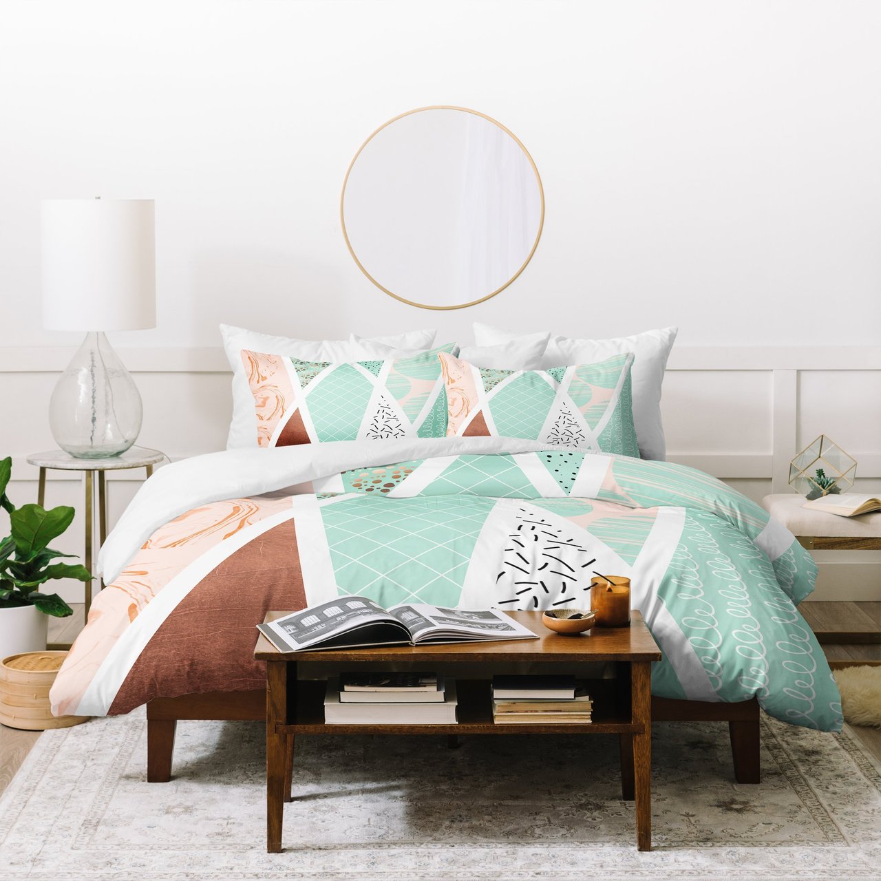 Marta Barragan Camarasa Geometric Mosaic abstract textures Duvet Cover