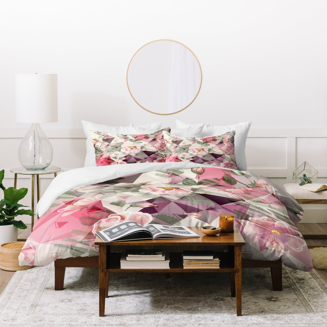 Marta Barragan Camarasa Geometric shapes and flowers Duvet Cover
