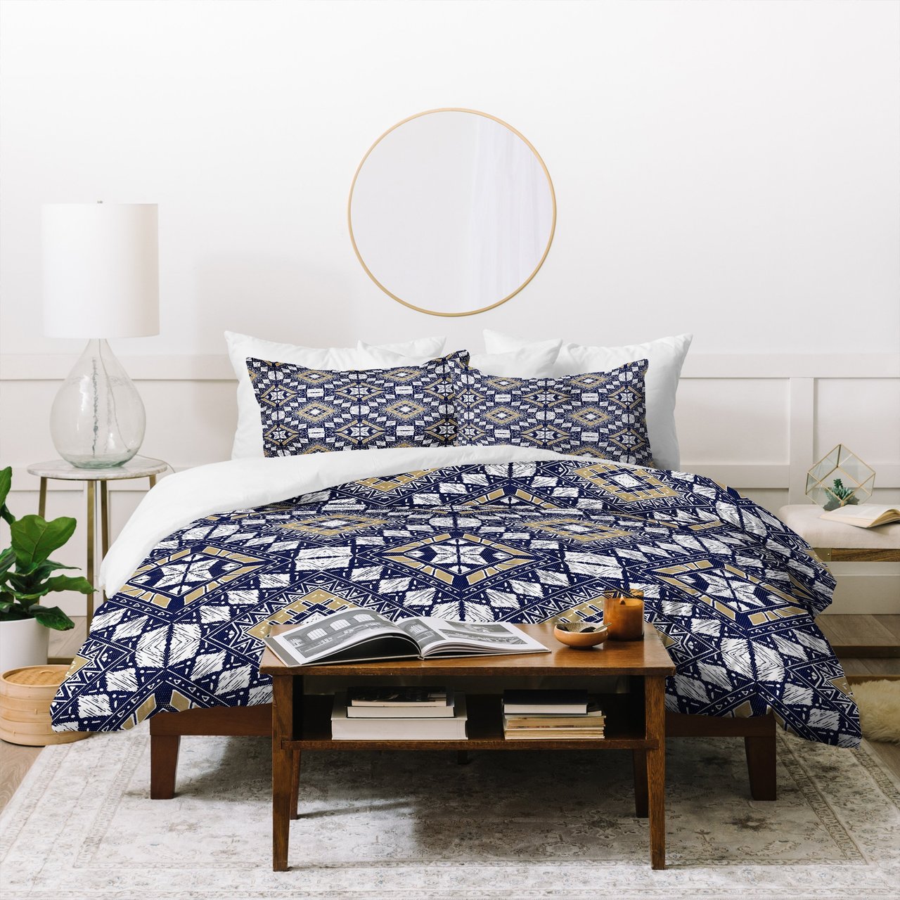 Marta Barragan Camarasa Mystic Tribal of Gold and Blue Duvet Cover