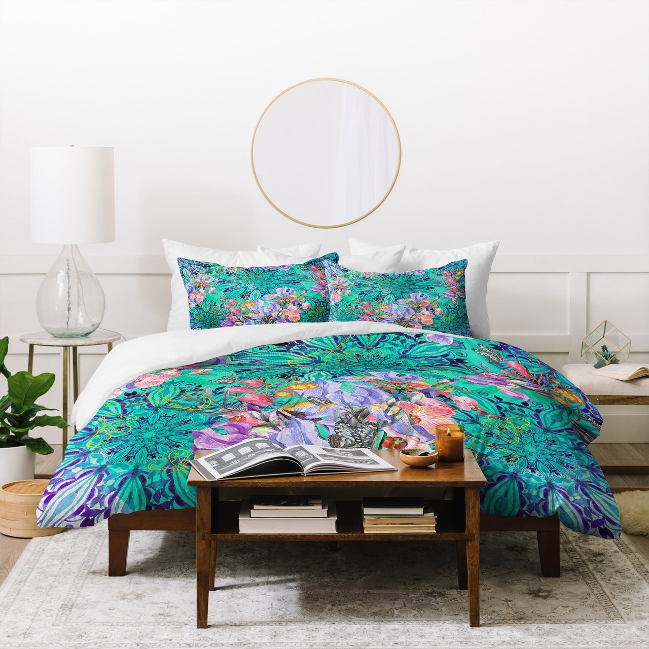 Marta Barragan Camarasa Nature among blue mandalas Duvet Cover