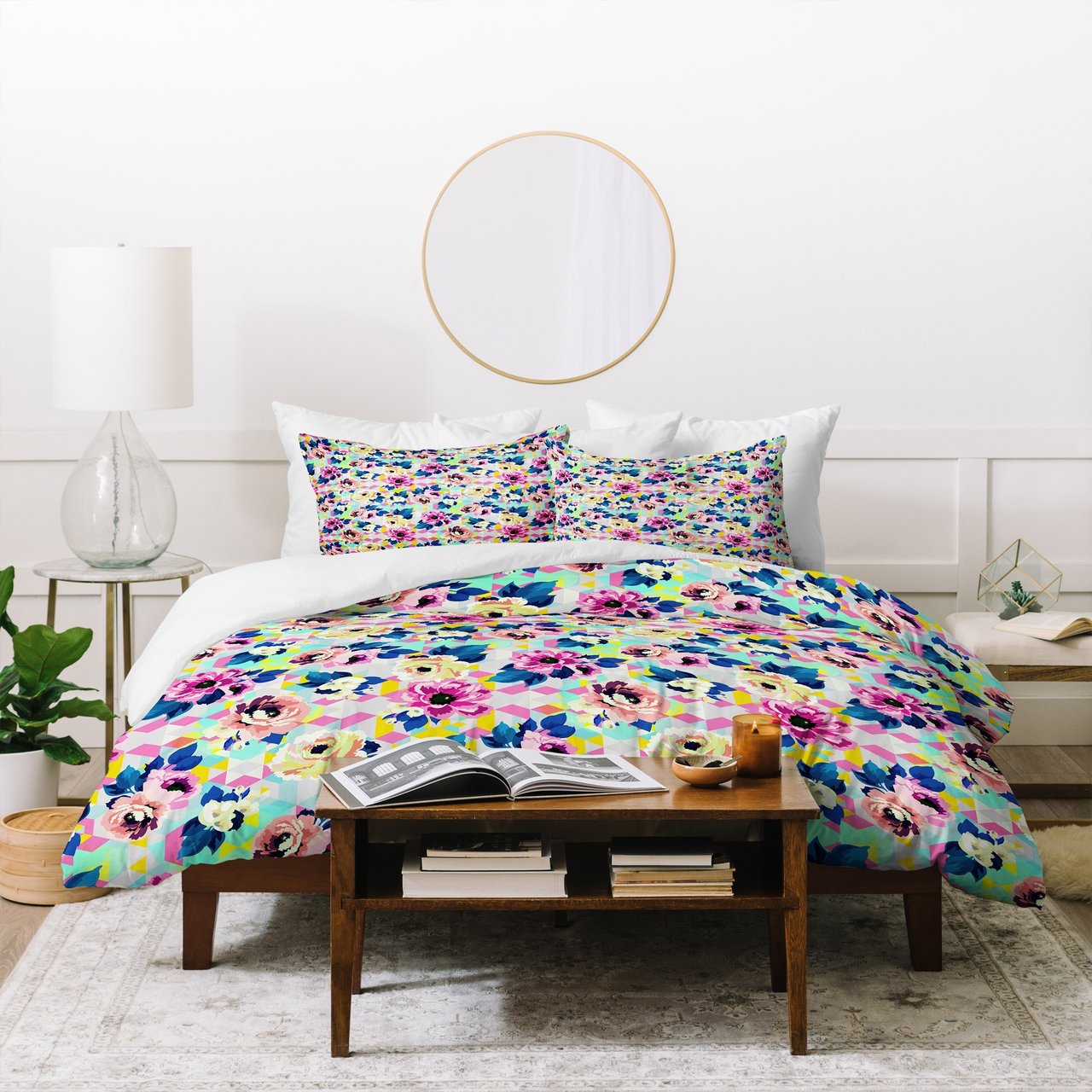 Marta Barragan Camarasa Pattern blooms along the geometry Duvet Cover