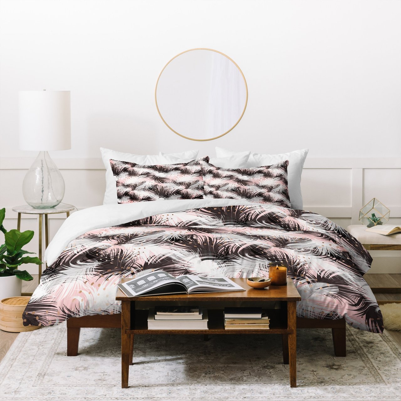 Marta Barragan Camarasa Pattern feathers and drops of copper Duvet Cover