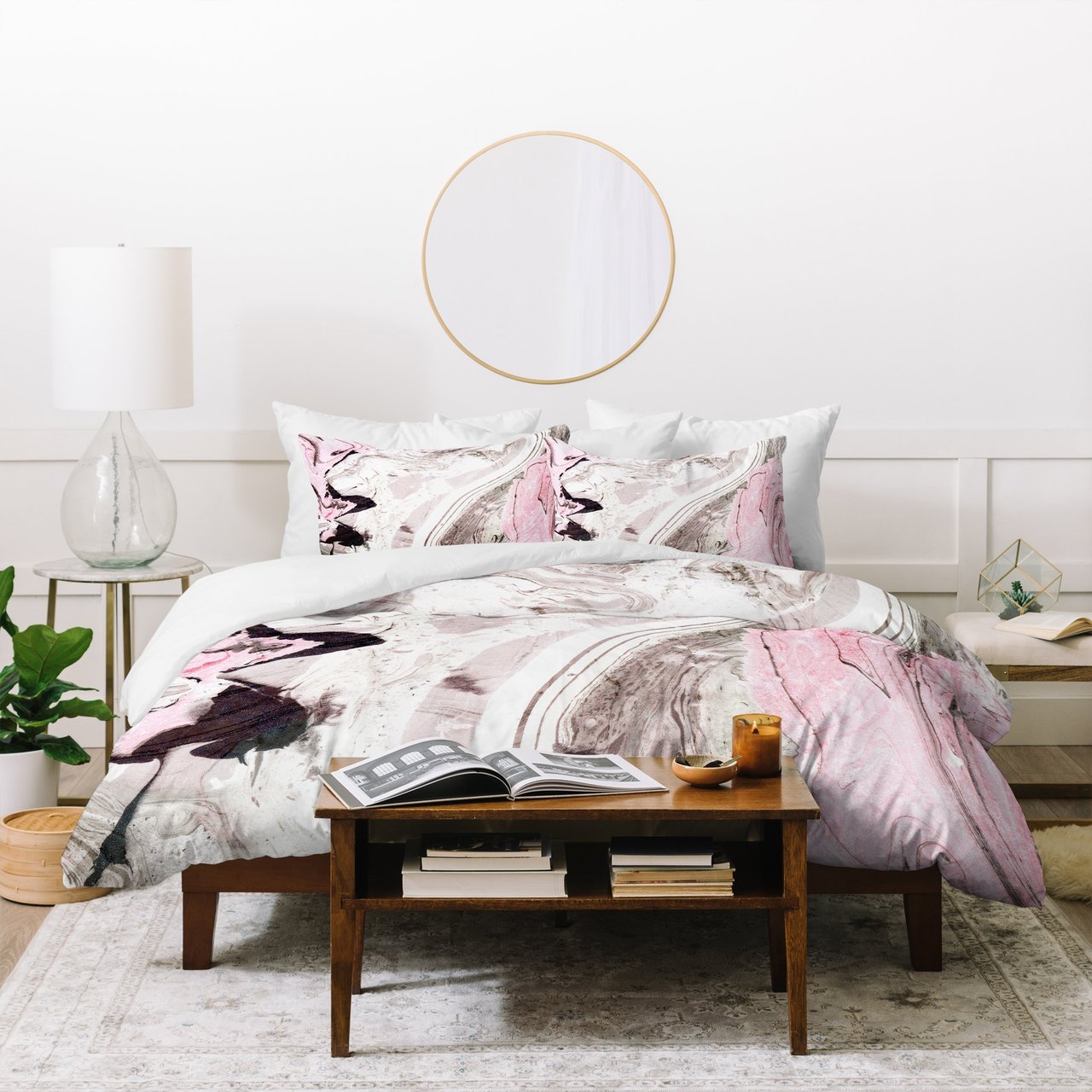 Marta Barragan Camarasa Pink and gray marble Duvet Cover