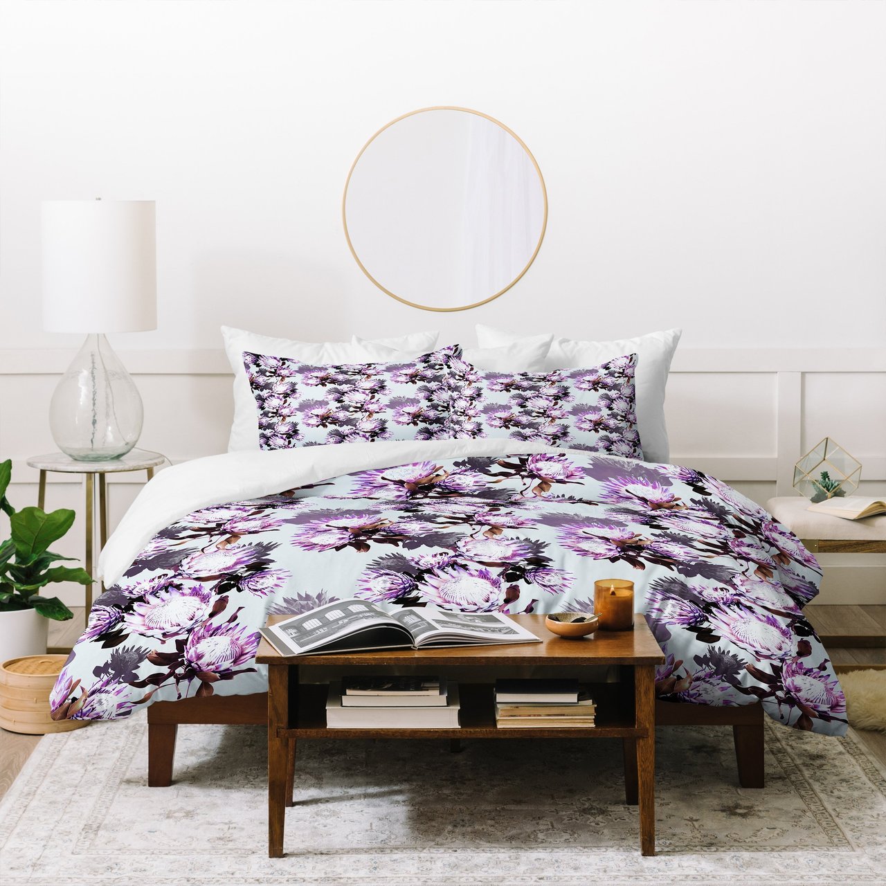 Marta Barragan Camarasa Purple protea floral pattern Duvet Cover
