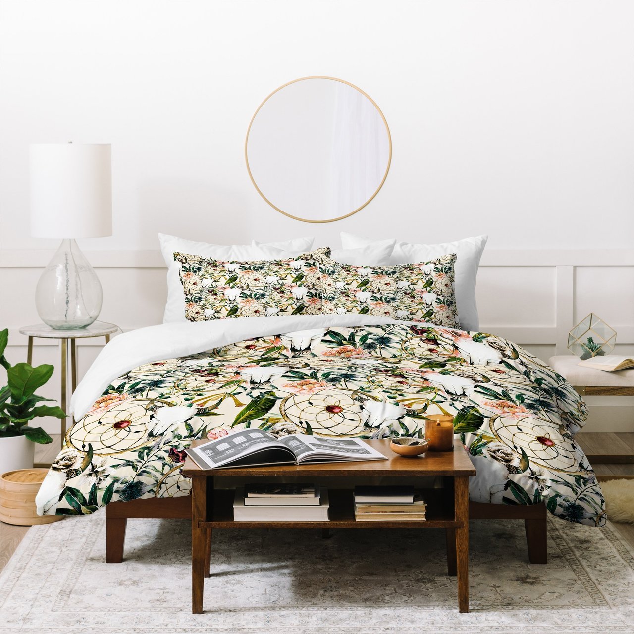 Marta Barragan Camarasa Romantic boho floral skull I Duvet Cover Bedding Sets