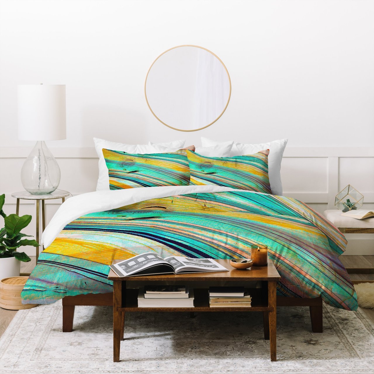 Marta Barragan Camarasa Watercolor strokes on wood I Duvet Cover