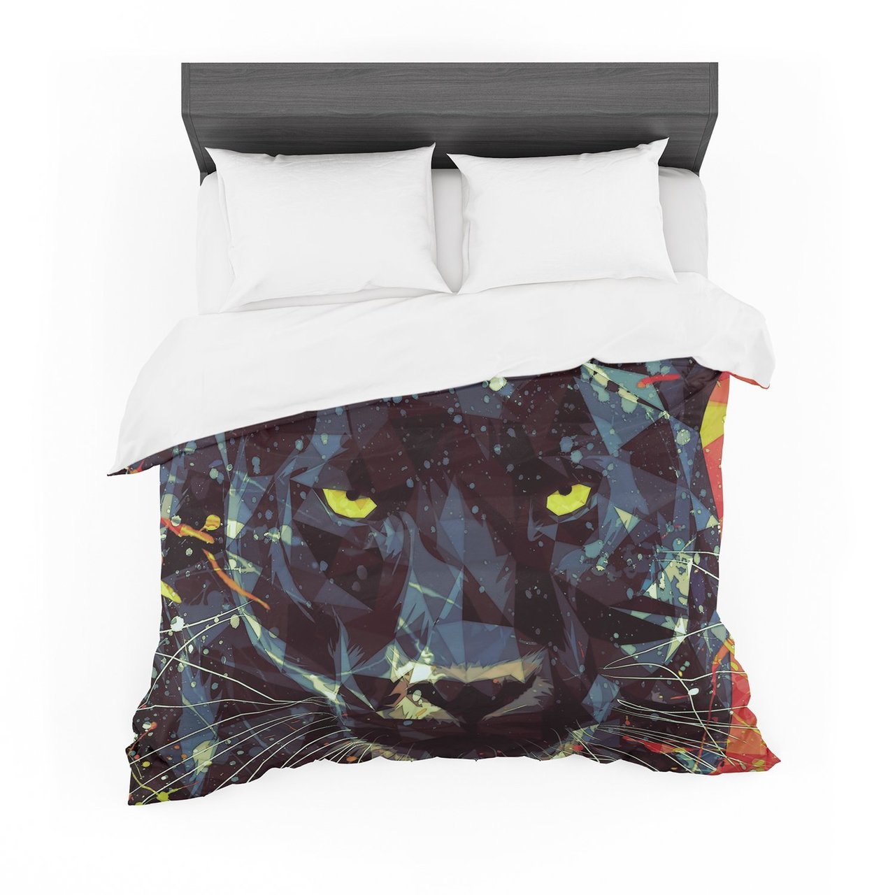 Mayka Ienova ‘Le Noir Parduc’ Black Animals Featherweight3D Customized Duvet Cover Bedding Sets